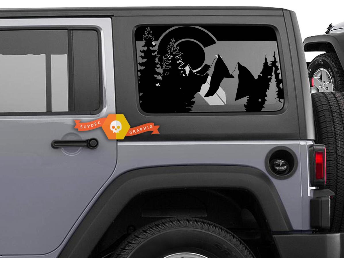Jeep Wrangler Jk JL 2007-2019 Flag State of Colorado Design Window Hardtop Set Vinyl Sticker Decal
