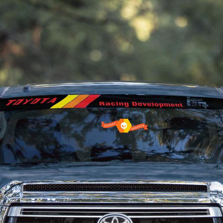 Toyota TRD TEQ Racing Development Vintage Old Style logo Windshield Sticker Decal Sun Strip Visor Windscreen Banner for Tacoma Tundra
