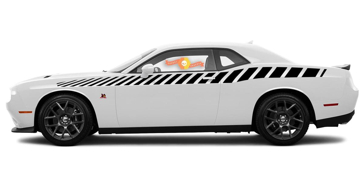 2X Dodge Challenger R/T strip comb Rocker Panel Stickers Decals Stripe Vinyl Graphics 