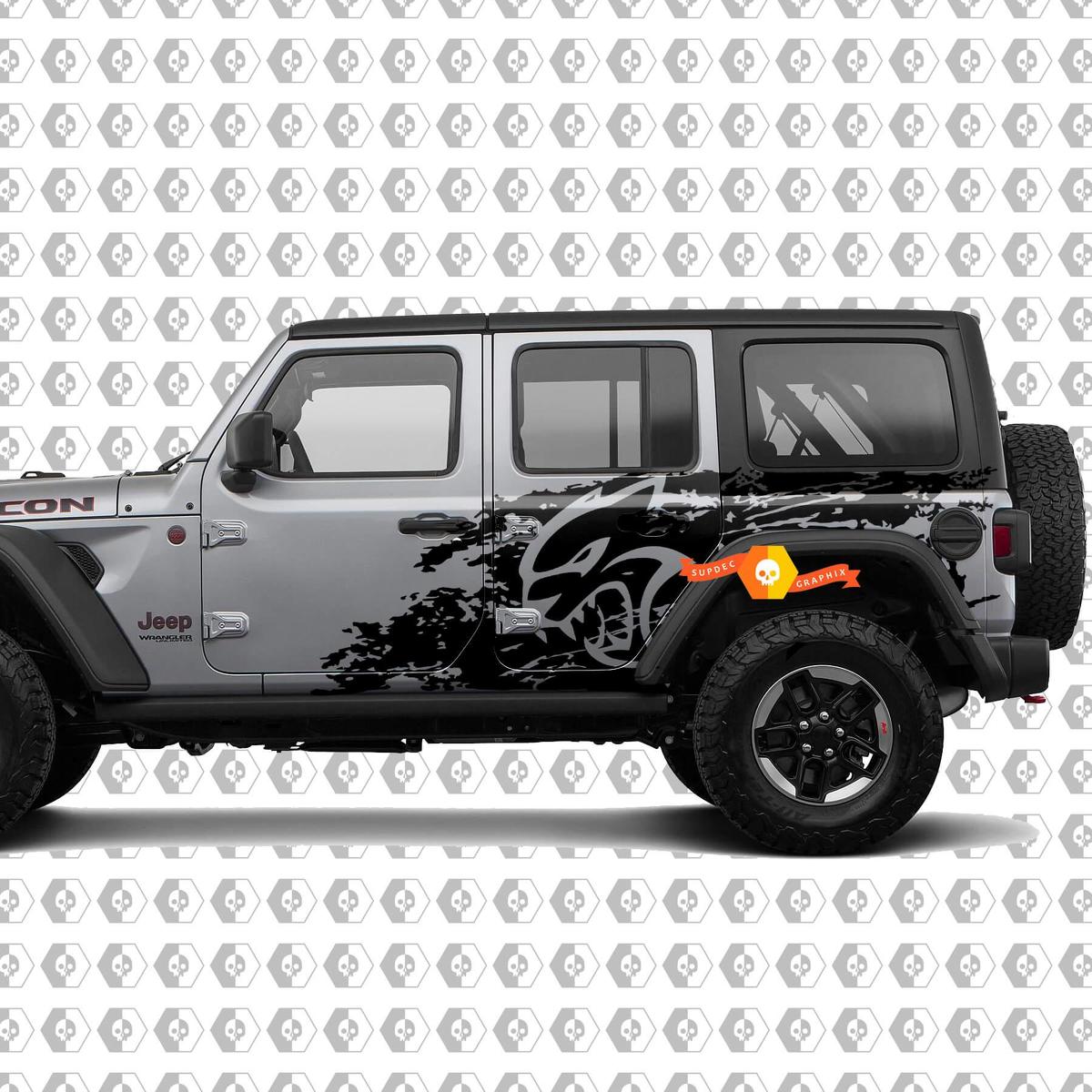 Jeep Wrangler Unlimited Hellcat style Splash Grunge Bed Side Bedside Kit Hell Cat Vinyl Sticker Decal Graphic