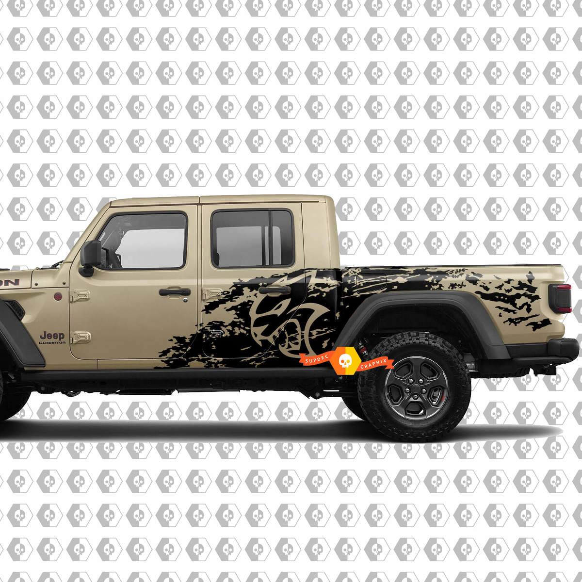 Jeep Gladiator Hellcat style Splash Grunge Bed Side Bedside Kit Hell Cat Vinyl Sticker Decal Graphic