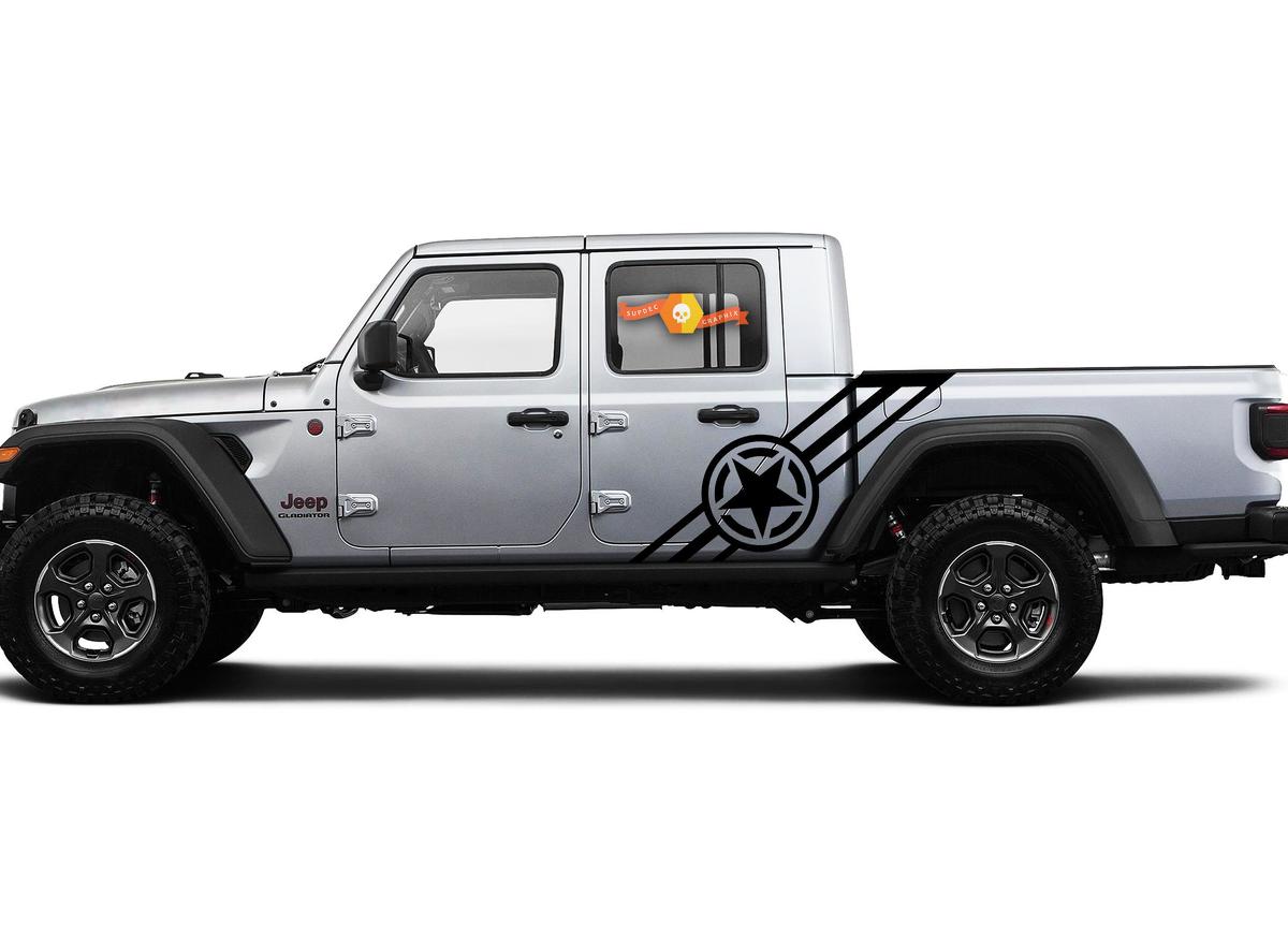 Jeep Gladiator 2020 JT Large Star Bar Stripe Vinyl Graphics decals sticker for both sides