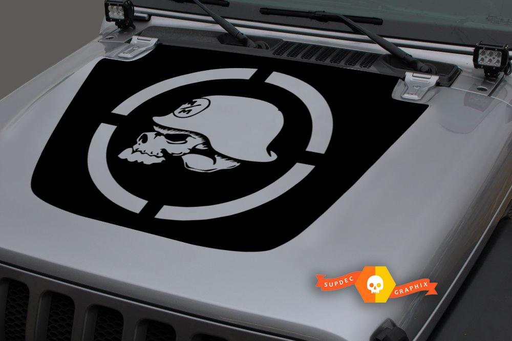 Jeep 2018-2021 Gladiator Wrangler JL JLU JT Hood war Metal Mulisha skull black mark Vinyl Decal Sticker Graphic