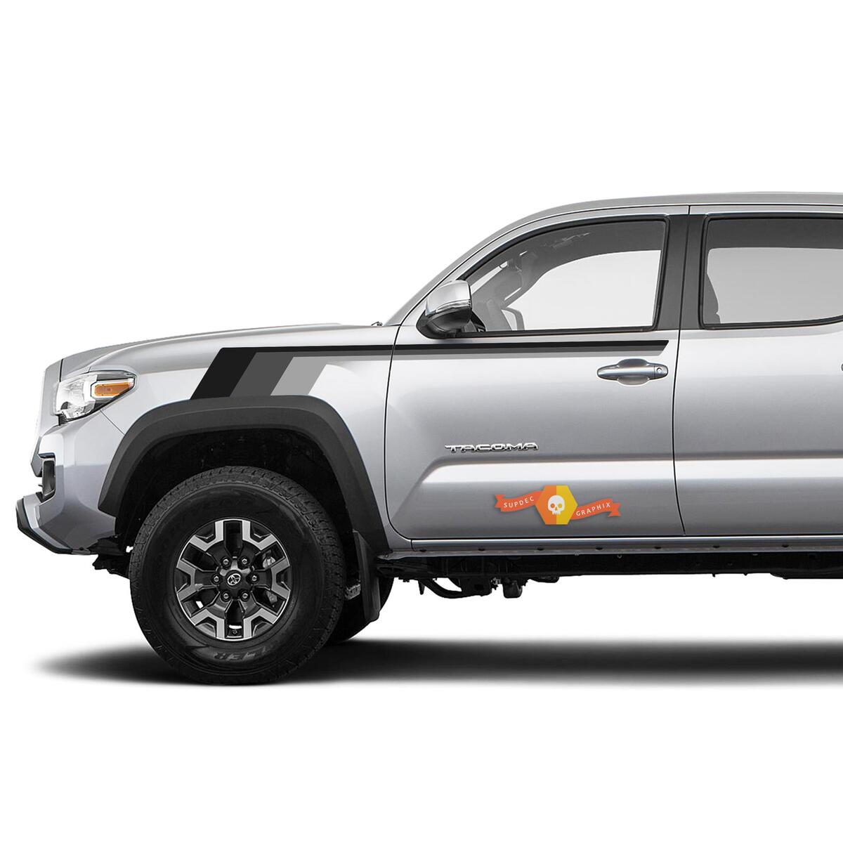 Toyota TRD old style Tacoma Monochrome style grey shadows Graphics side Sticker Decal stripe Sticker Decal