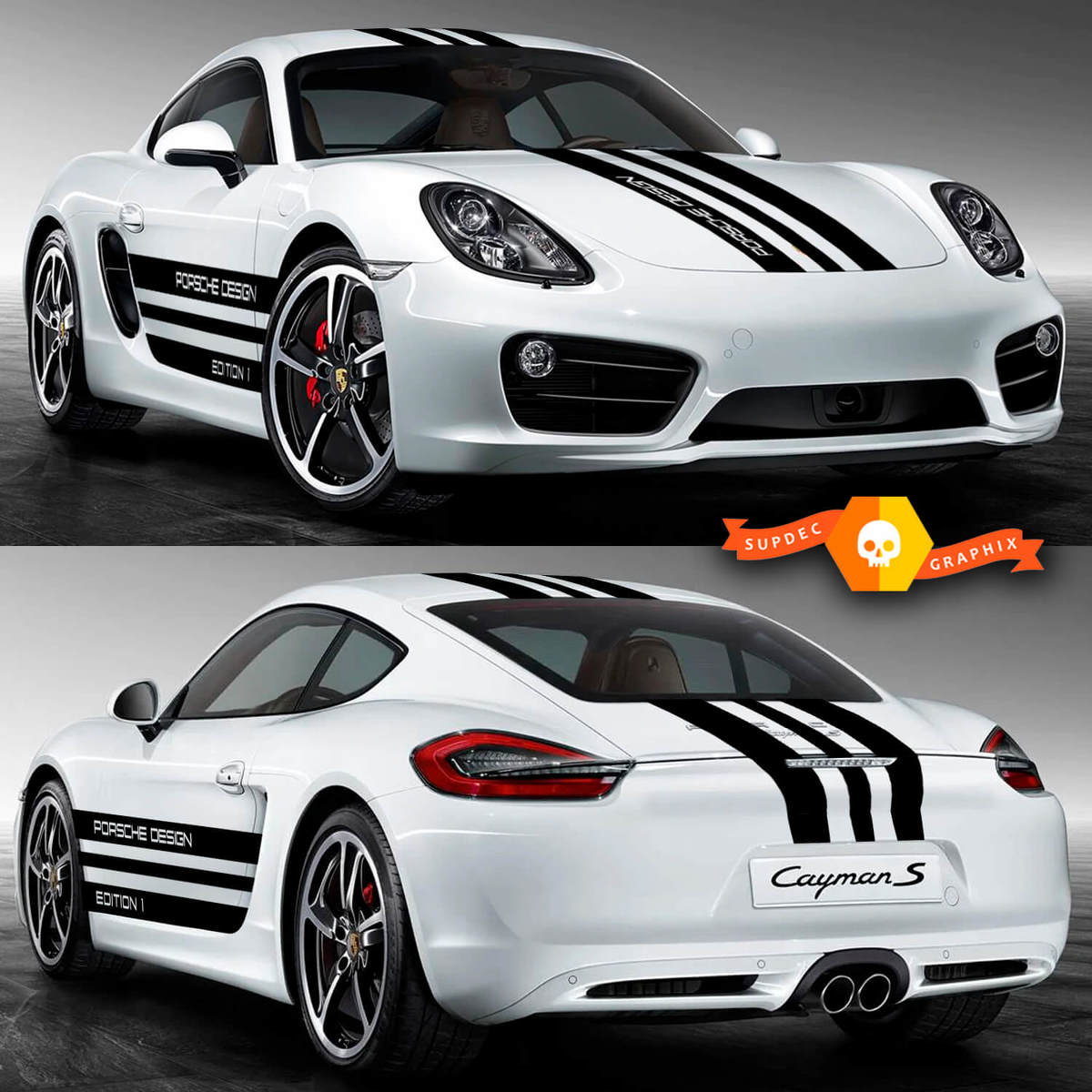 Porsche Cayman S Design Edition Side Stripes Kit Decal Sticker

