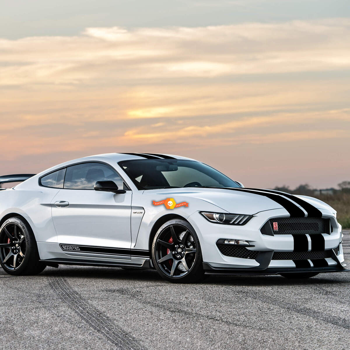 2X BOOSTED FORD MUSTANG side vinyl Rocker Panel body decals car sticker logo graphics emblem logo