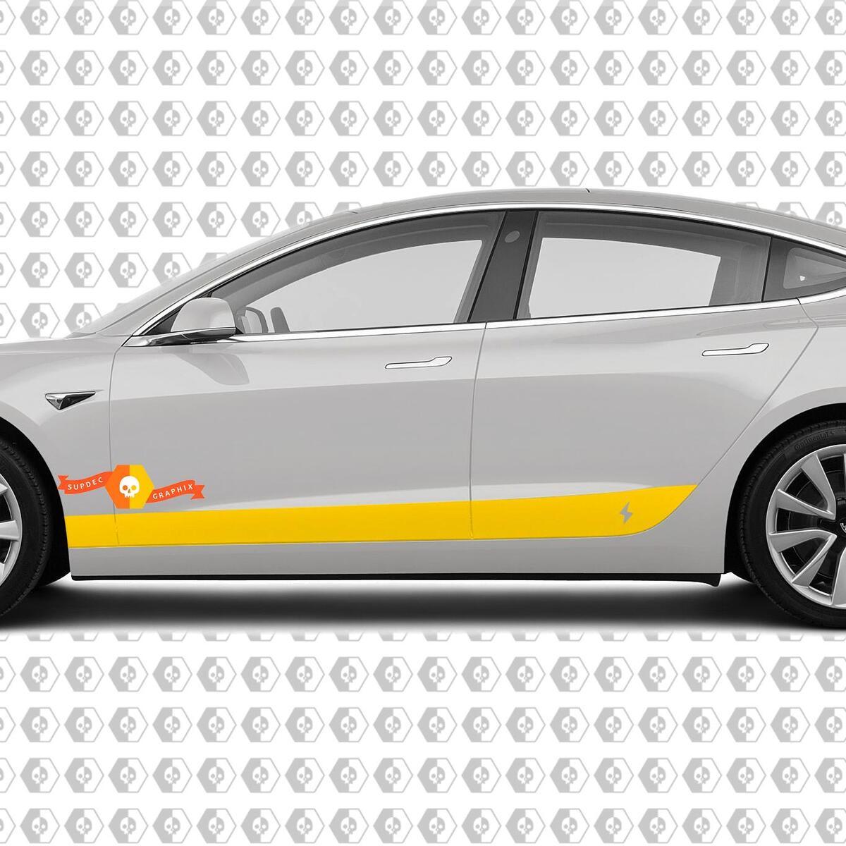 2 Custom TESLA model 3 side vinyl Rocker Panel body Vinyl Sticker Decal Logo Graphic