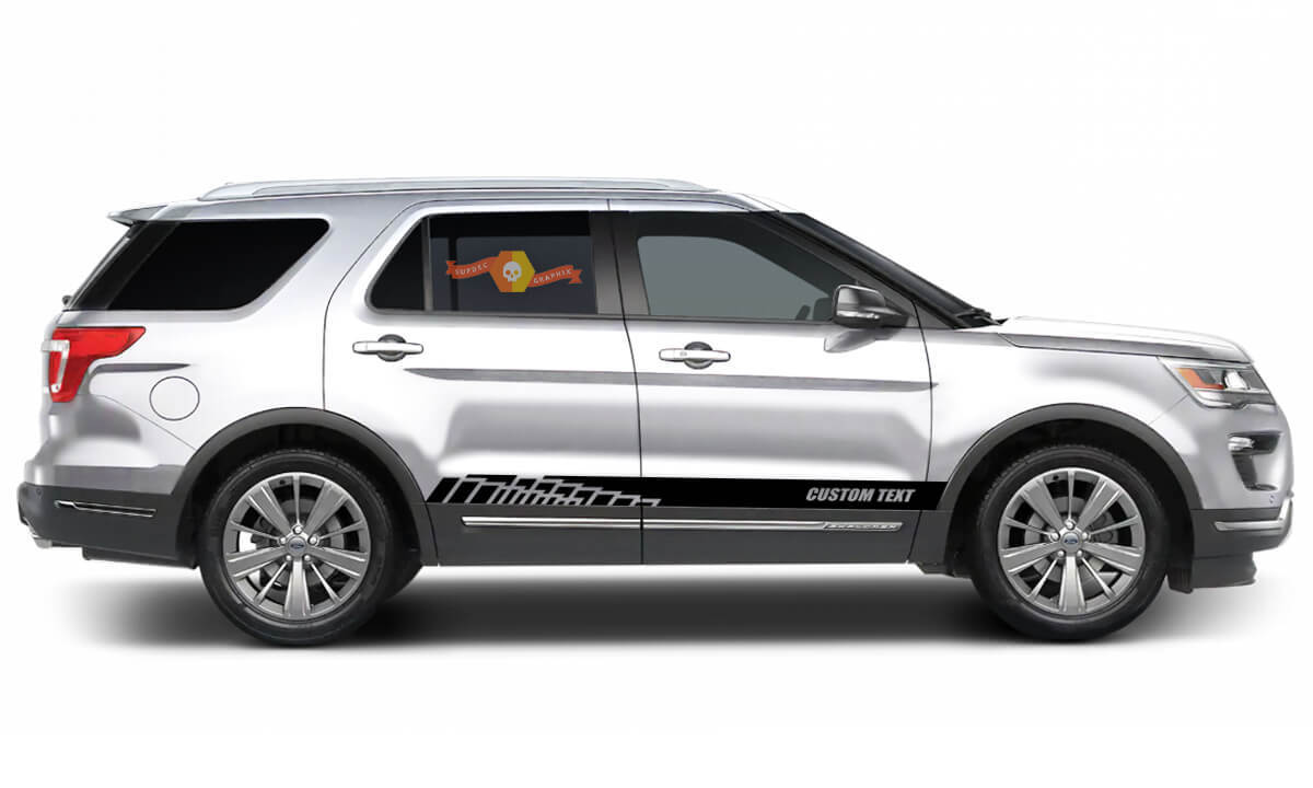 2x side Ford Explorer Vinyl Stripes body decal vinyl graphics sticker Custom Text style 3