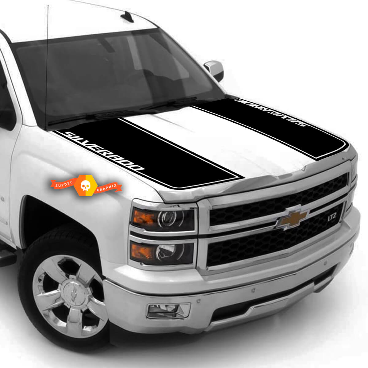 Z71 2007 - 2013 Chevy Silverado Hood Stripe Stickers Decals Rally 2 Styles 2500
