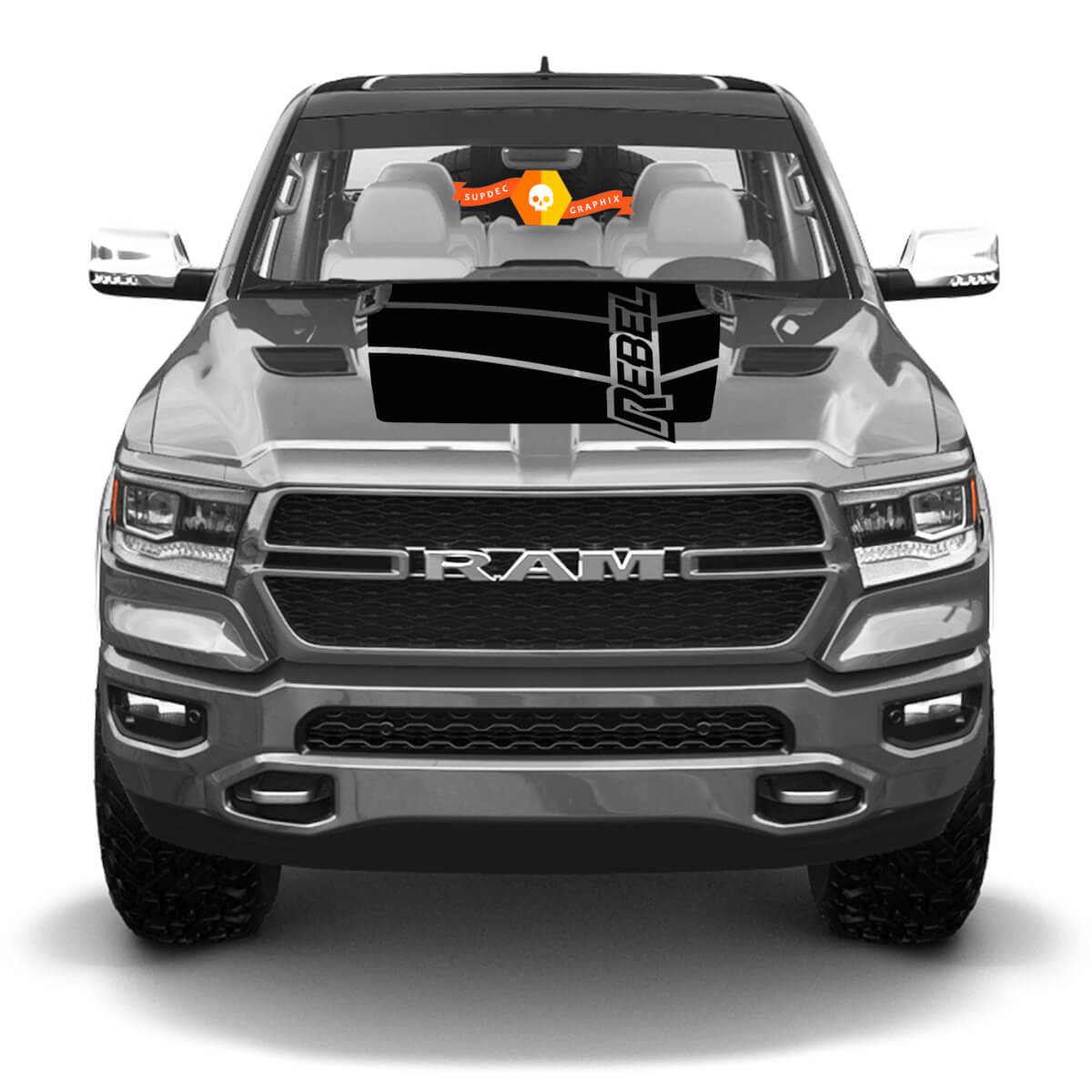 Dodge Rebel Stripe Fit  Ram Rebel Hood Graphic Sticker Decal Logo Truck Vinyl Sticker Decal Graphic