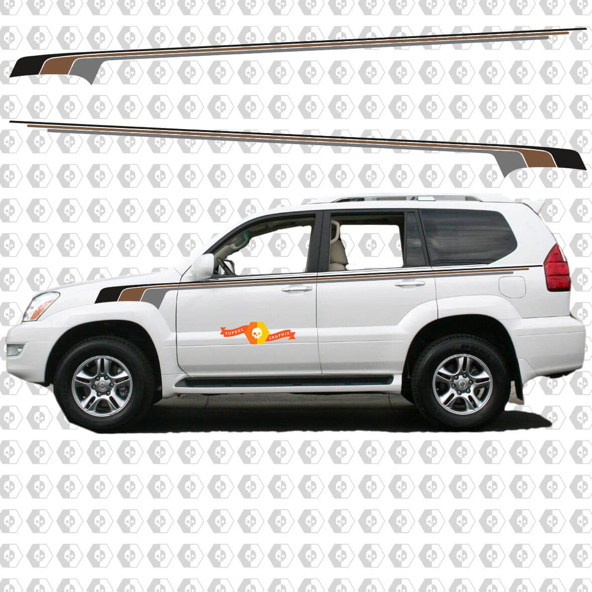 Lexus GX470 Retro Vintage Stripes Side Sticker Decal Graphics
