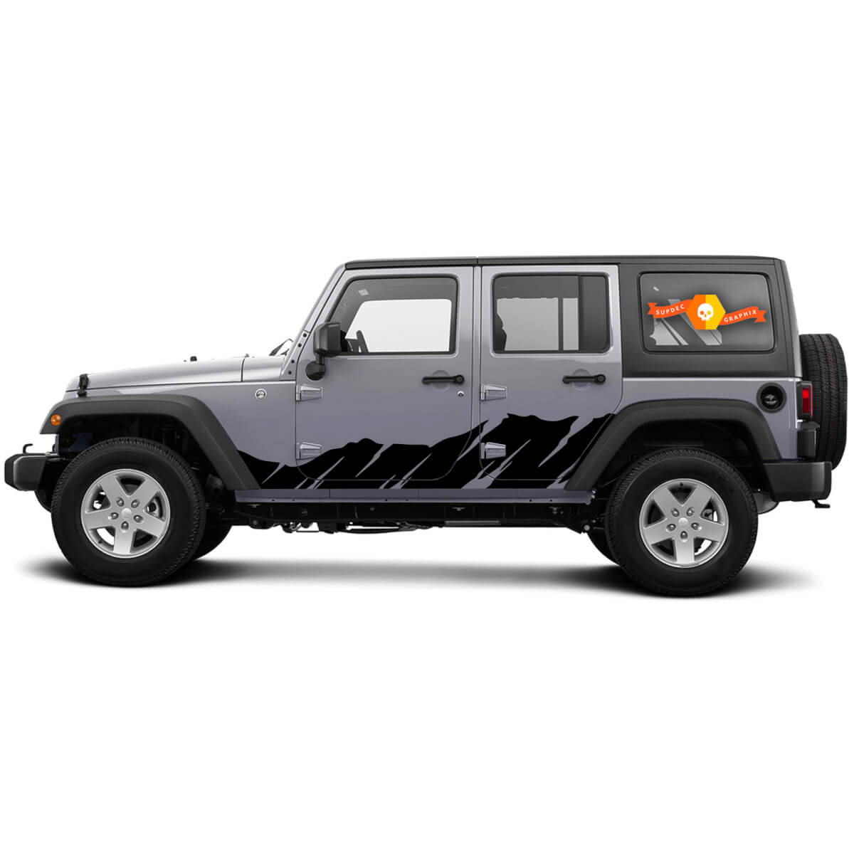 2 Side JEEP Decal Sticker Rocker panel Mountains side door graphics Wrangler JK 4 Door