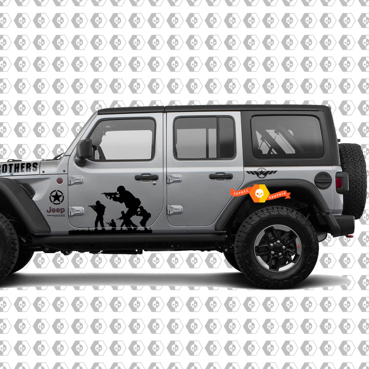 Band of Brothers US Army 9pc Vinyl Sticker Decal Kit for Jeep Wrangler 