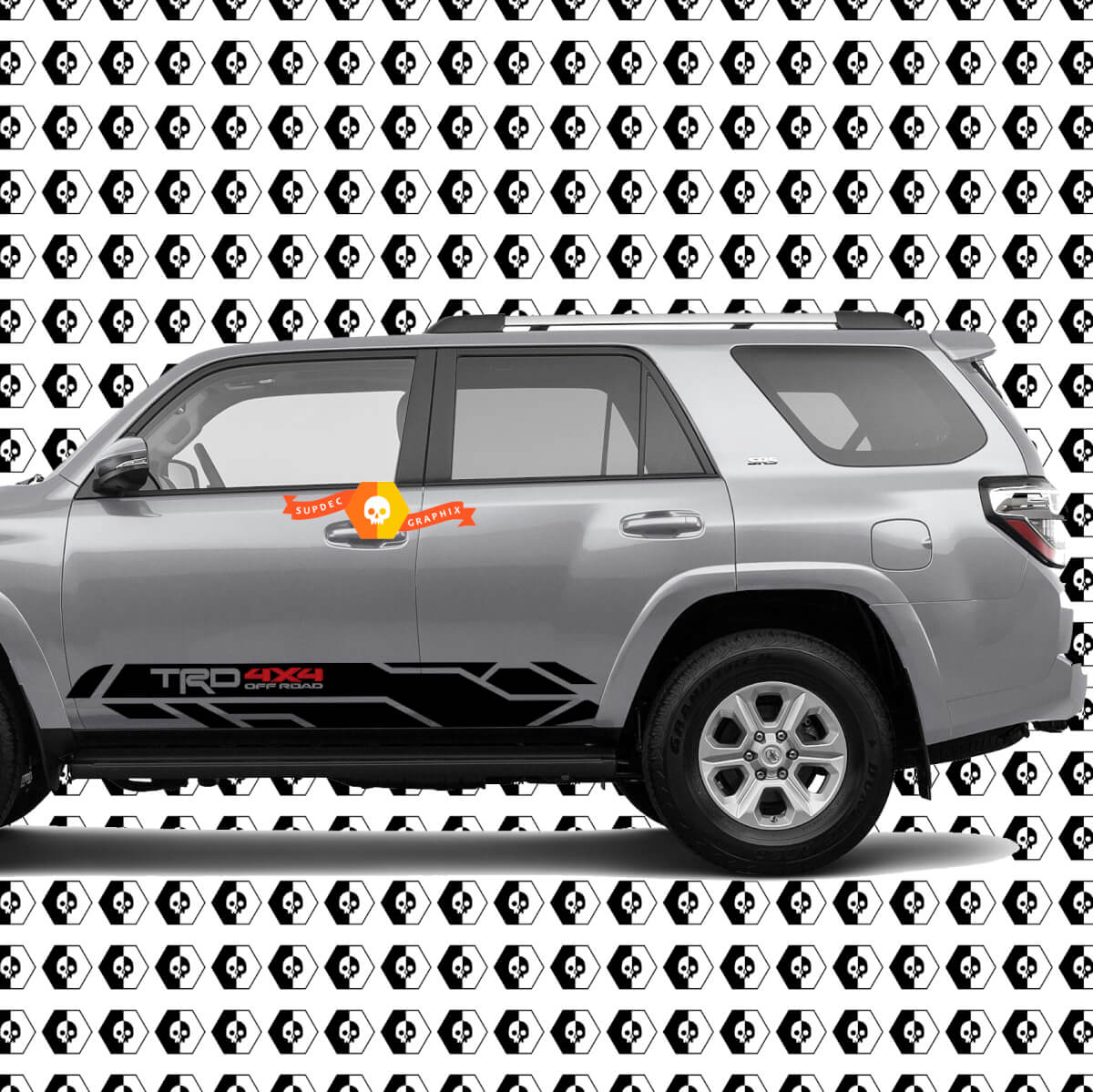 TRD style 4x4 off road Rocker Panel Side Stripes Vinyl Stickers Decal Kit for 4Runner