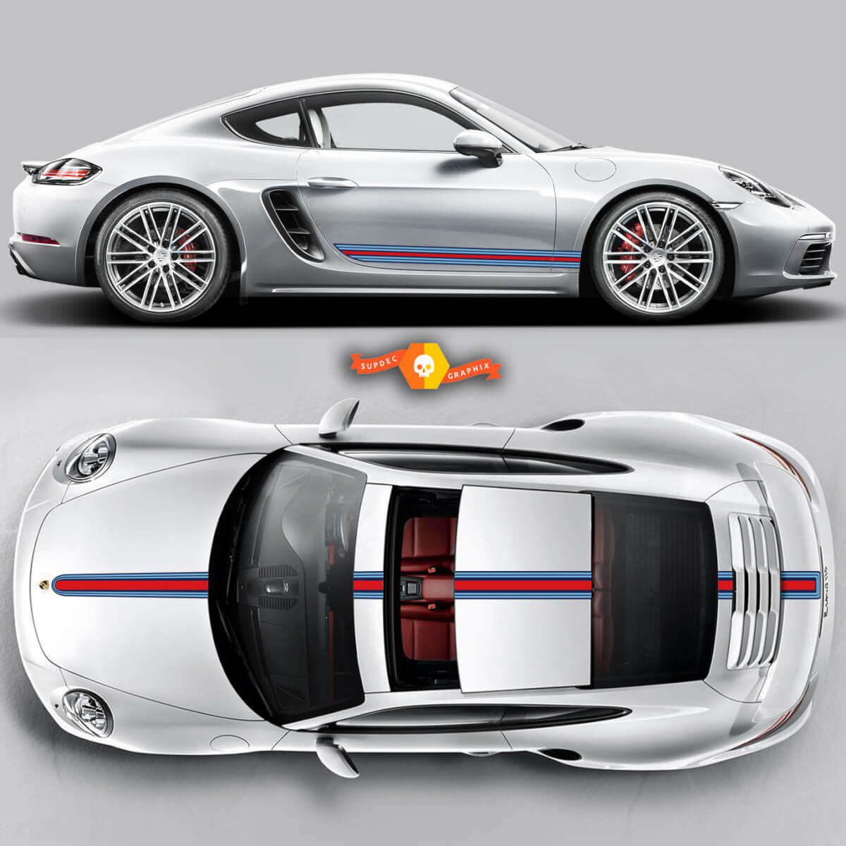 Porsche Martini Racing Stripes For Carrera Cayman  Boxster Or Any Porsche Full Kit #2