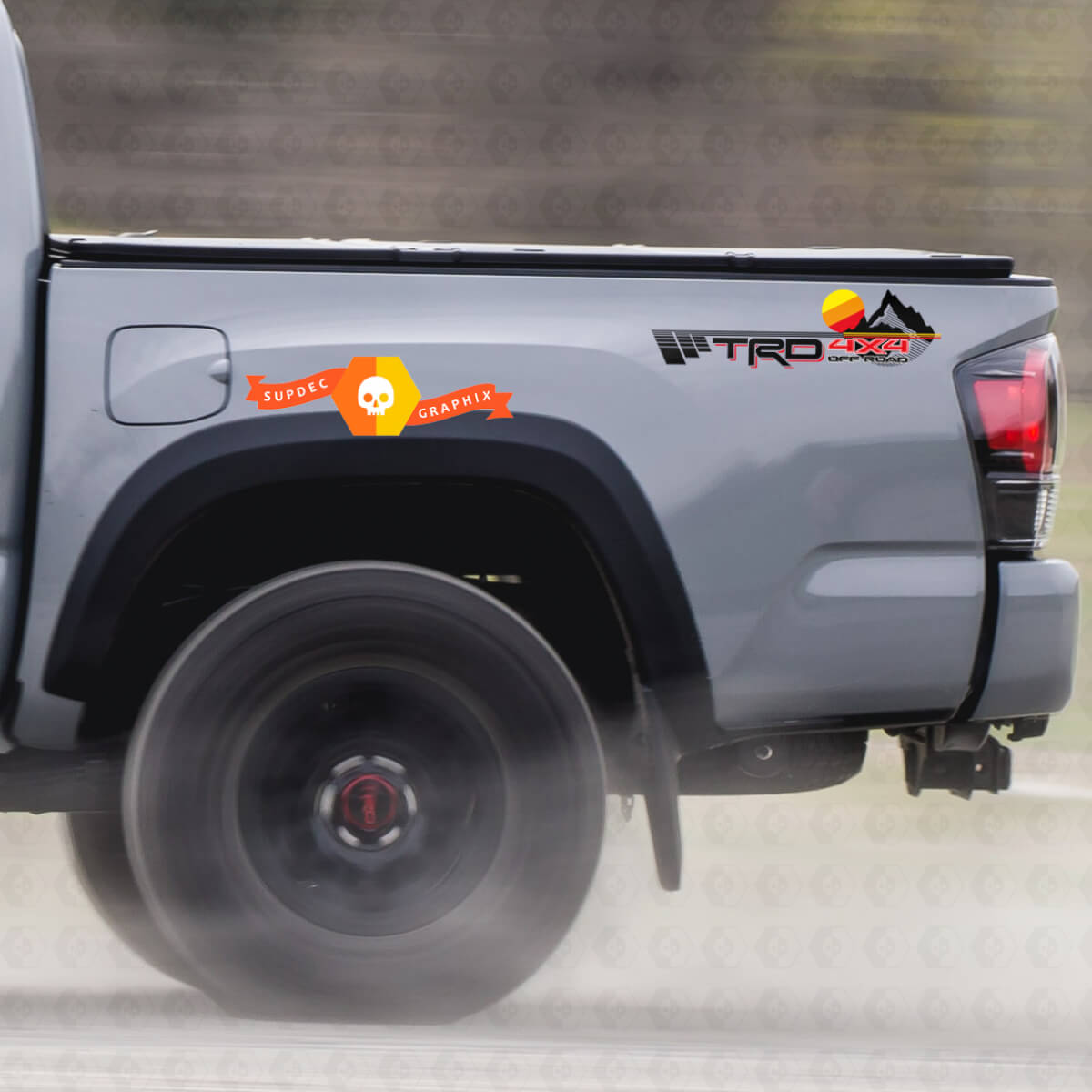 TRD 4x4 Off road with Mountains Vintage Side Vinyl Stickers Decal fit to Tacoma