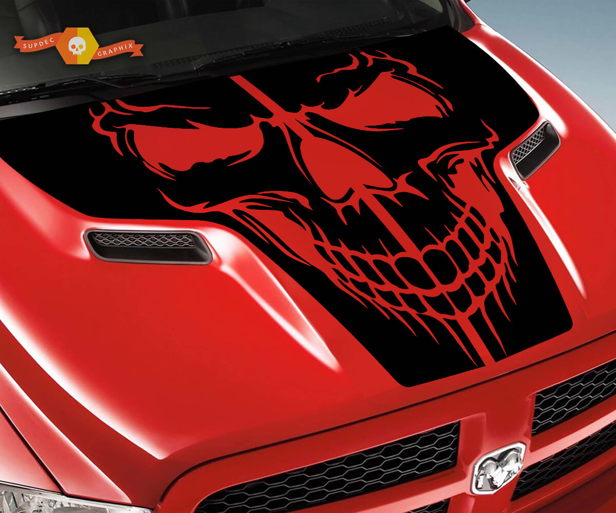 Dodge 2010-2018 Ram Rebel Hood Skull Logo Truck Vinyl Sticker Decal Graphic Pick Up Pickup ram 1500 2500 rebel