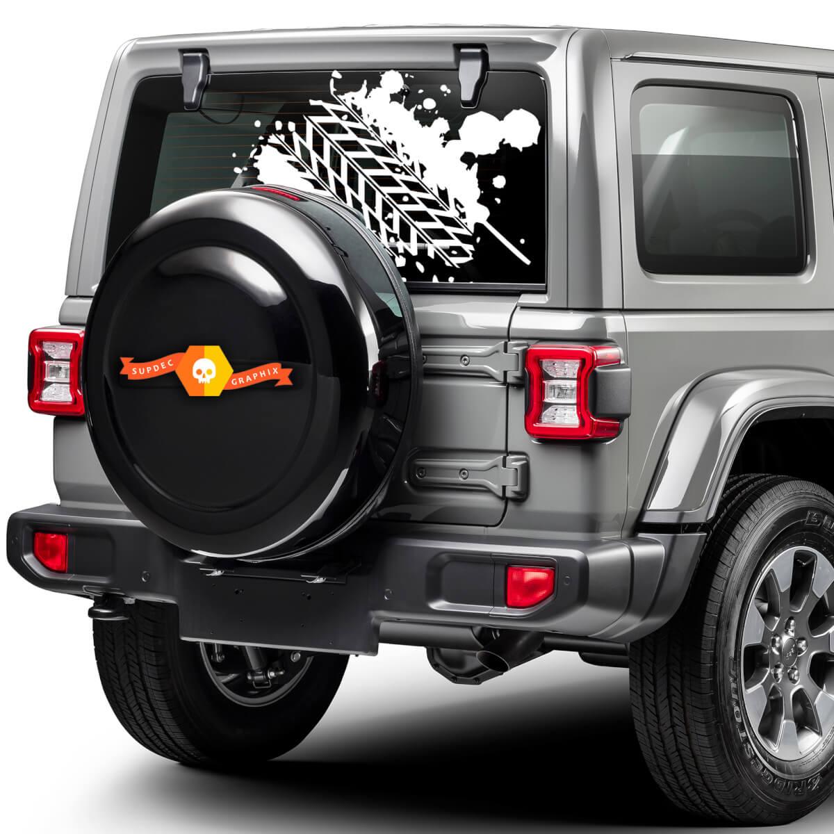 Mud Tire Tracks Window Distressed Grunge Hood Door Bed Car Pickup Vehicle Truck Vinyl Graphic Sticker Decal Tailgate