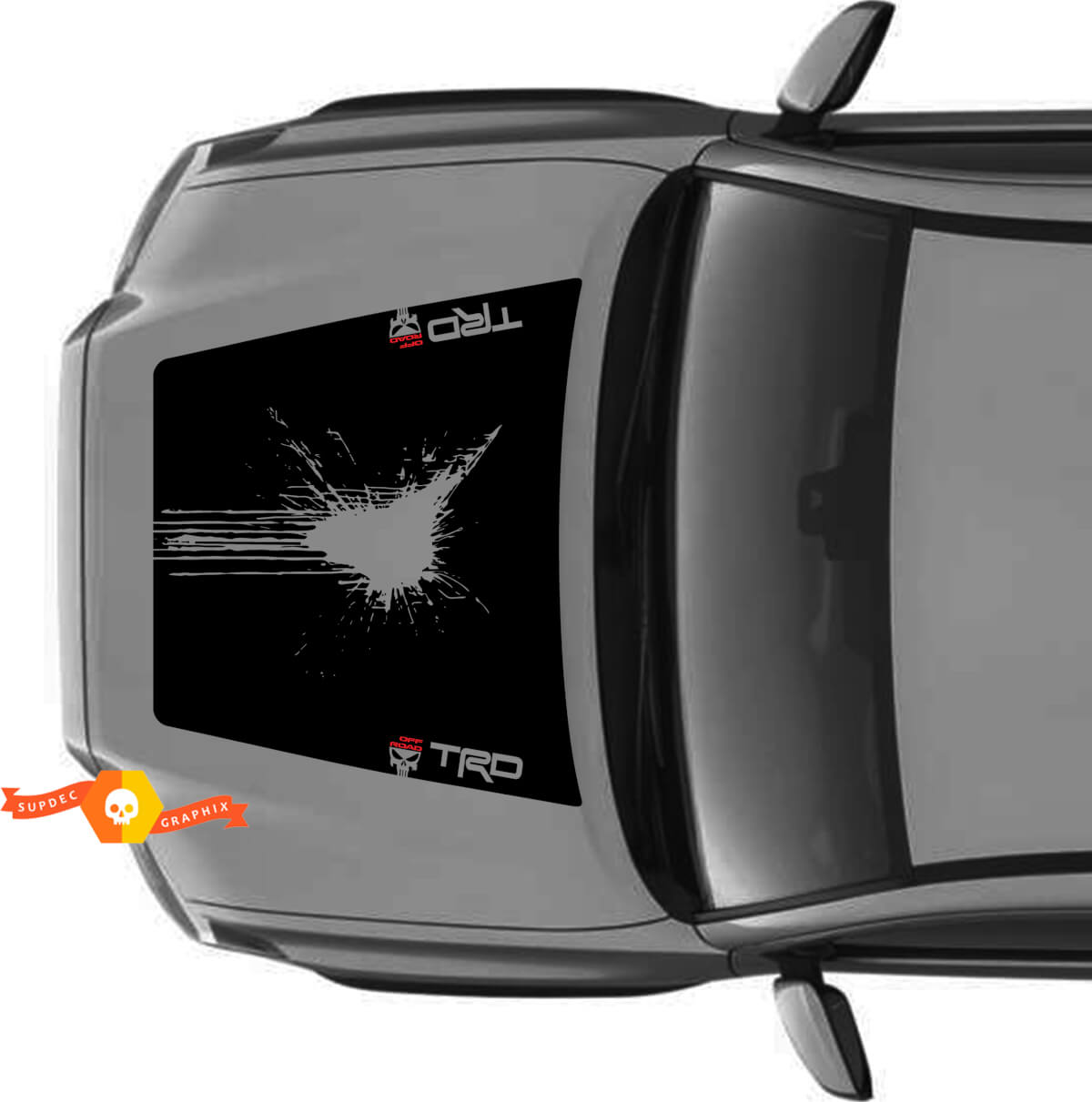 Huge TRD Off Road NO SCOOP! Punisher Blood Hood Destroyed Vinyl Stickers Decal fit to Toyota Tacoma 2016 - 2021 models