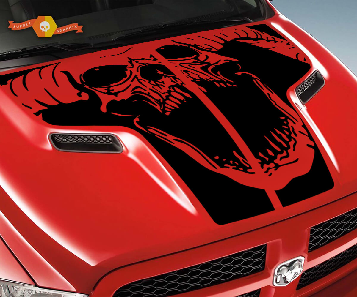 Dodge 2010 2018 fits Ram 1500 2500 Ram Skull Rebel Hood Logo Truck Vinyl Sticker Decal Graphic Pick Up Pickup #2