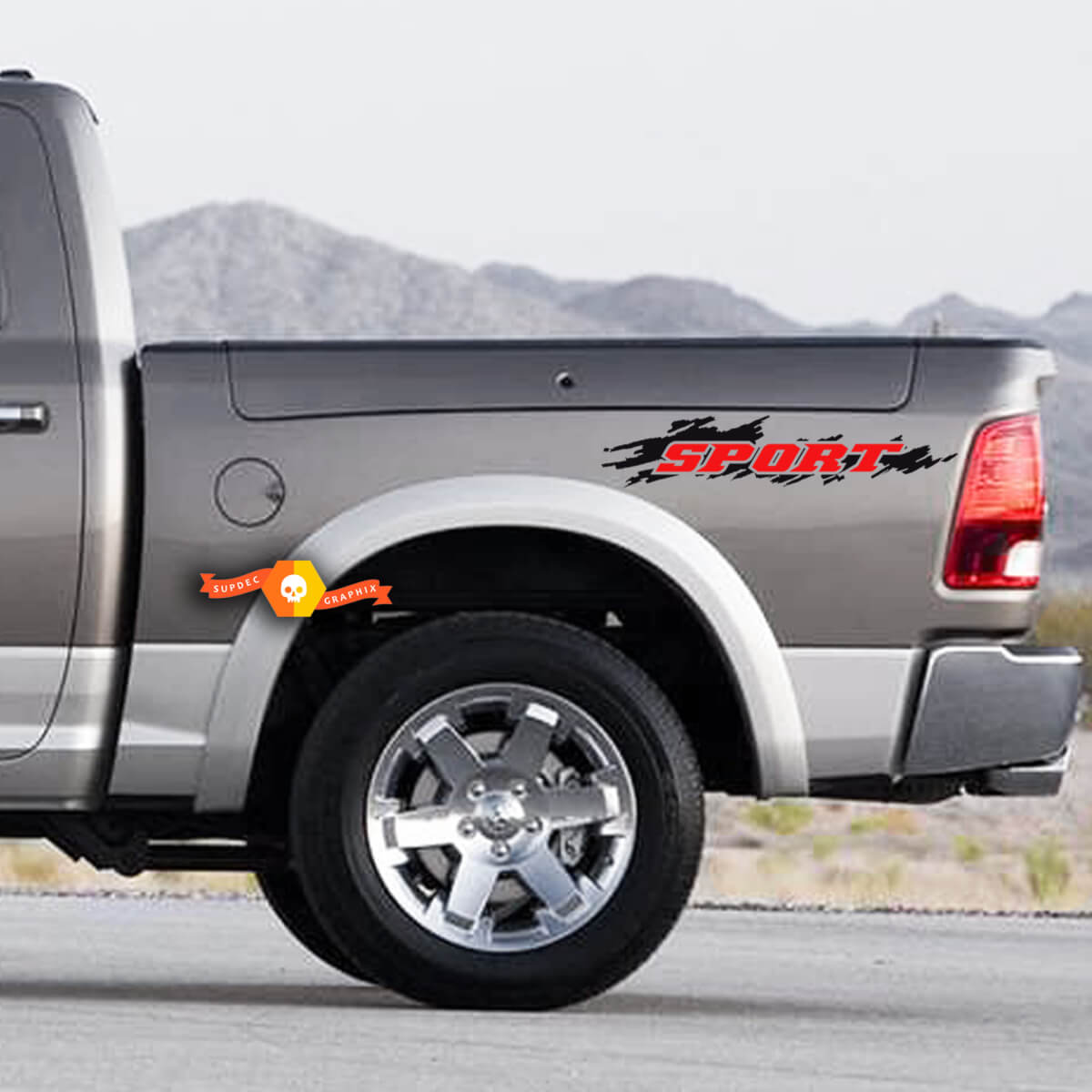 Set of 2 Sport 2 colours Splash Splatter Bed Side Vintage Grunge Car Pickup Vehicle Truck Vinyl Graphic Sticker Decal Tailgat