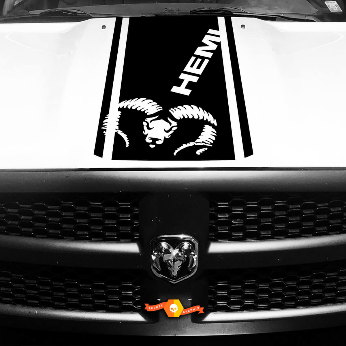 Dodge Ram Hemi 1500 2500 3500 Rebel Mopar Hood Sticker Decal Vinyl Stripes Vinyl