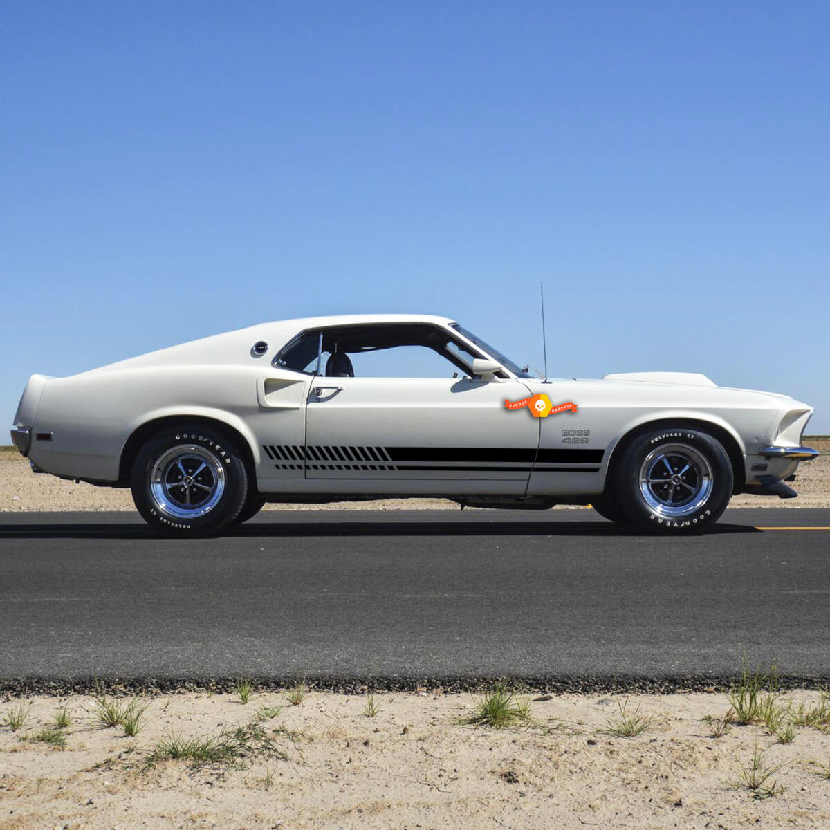 2 Car Decal Graphic Sticker Side Stripe Kit For Ford Mustang