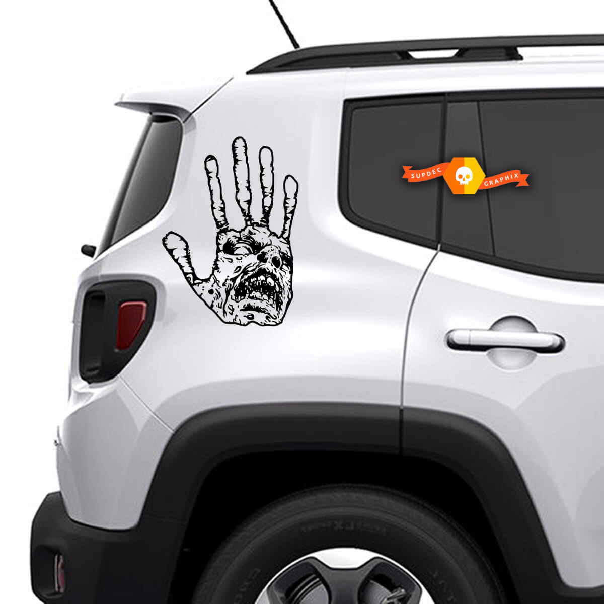 2x Zombie Hand Skull Apocalypse Undead Horror Window Bed SUV Hood Door Graphic Vinyl Decal Truck Car Pickup Sticker