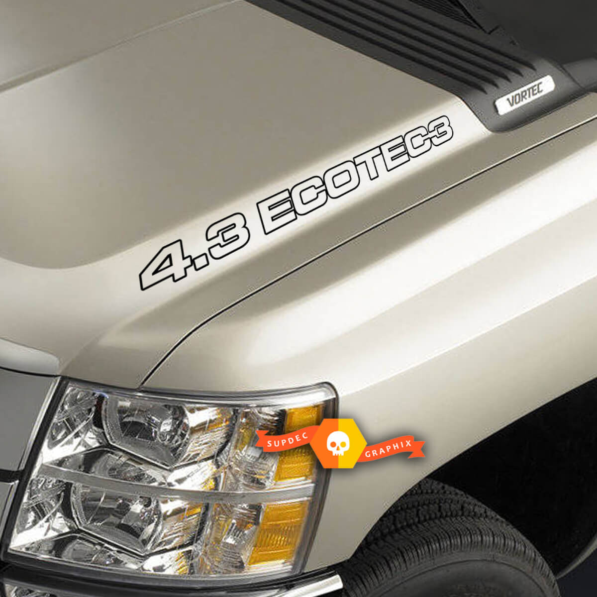 4.3L ECOTEC3 Hood Stickers Decals - Chevrolet Silverado Colorado GMC Sierra Canyon Trucks