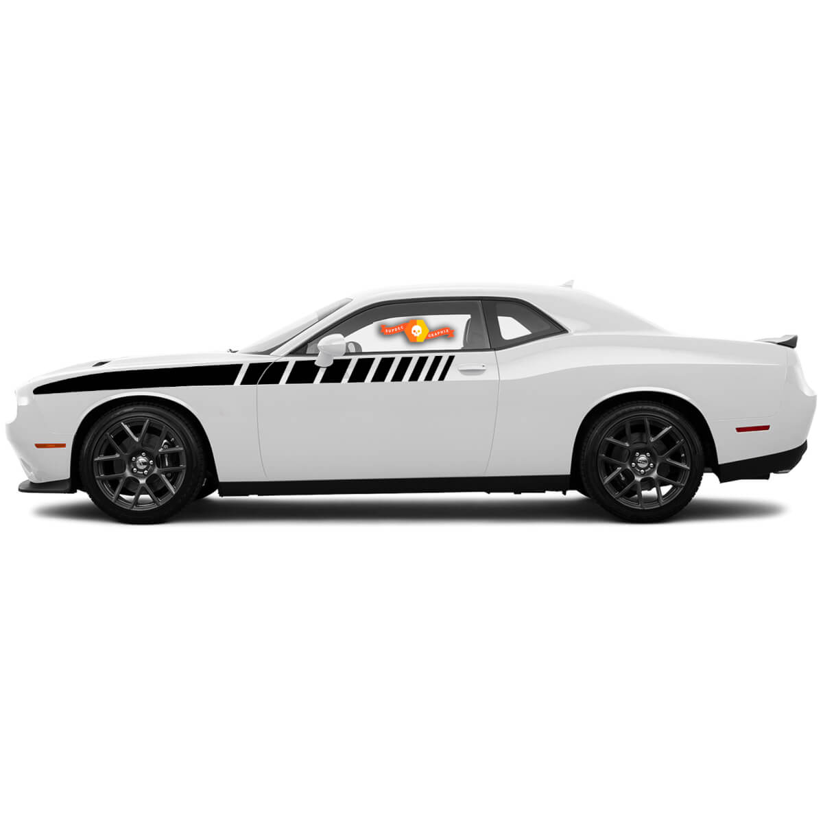 For 2008-2014 Dodge Challenger Half Length Strobe Side Stripes Racing Stickers Decals