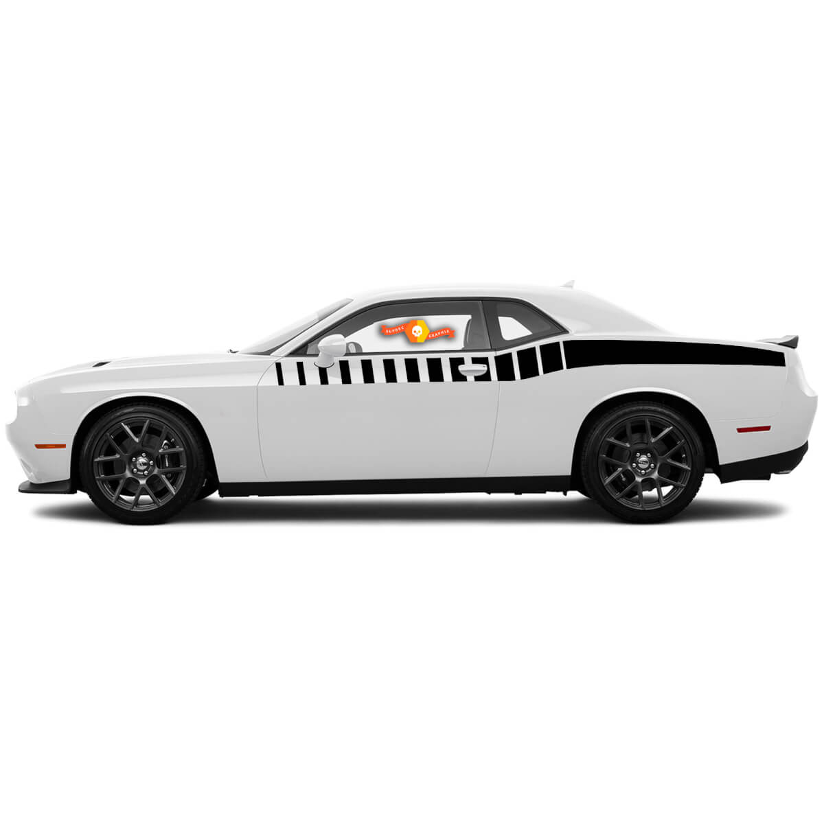 2 Dodge Challenger Strobe Half Length Bodyline Side Stripes Stickers Decals For 2015-2018