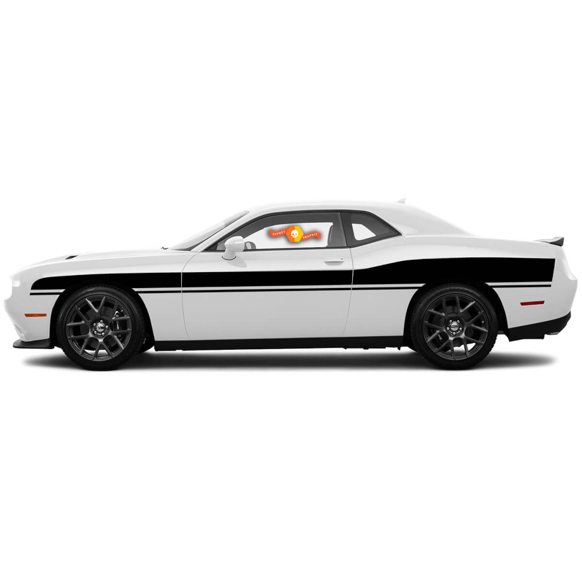 2 Dodge Challenger Mid bodyline Side Rally Stripes Racing Stickers Decals For 2015-2018