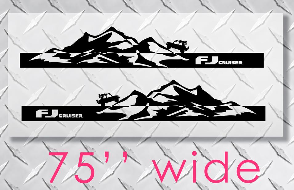 Toyota FJ Cruiser Mountains Side Trim Strobe Stripes Vinyl Sticker Decal Graphics LOGO
