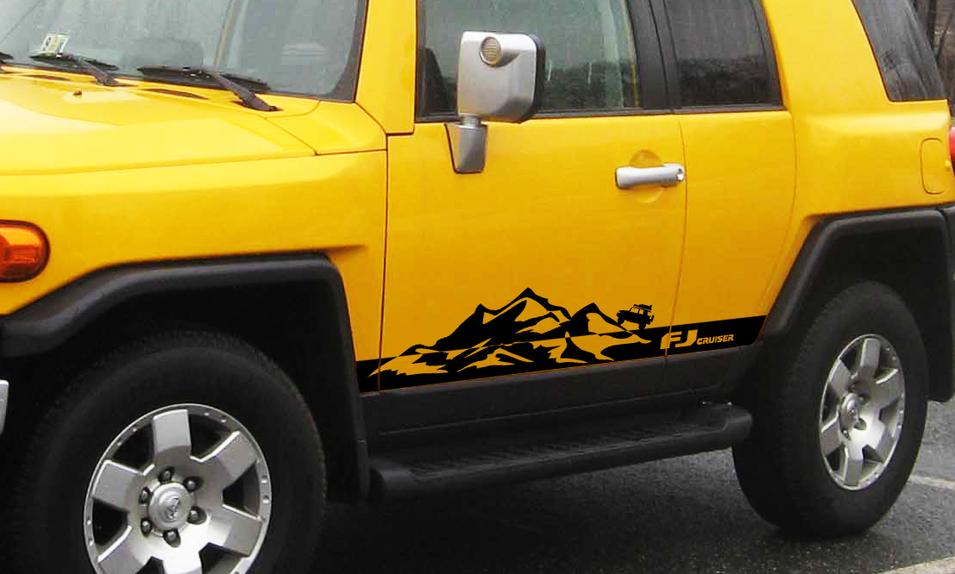 Toyota FJ Cruiser Mountains Side Trim Strobe Stripes Vinyl Sticker Decal Graphics LOGO
