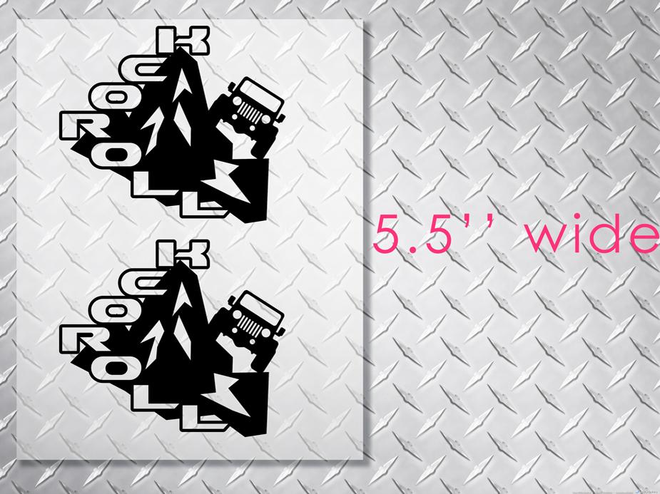 Pair ROCK n ROLL JEEP WRANGLER RUBICON decal sticker vinyl