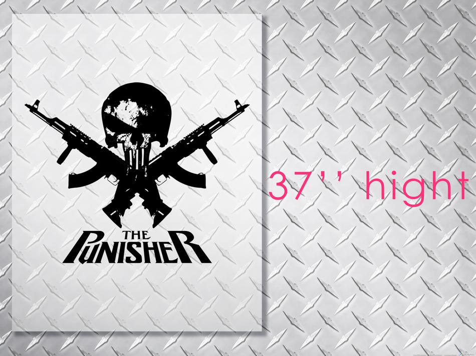 PUNISHER skull & words GUN hood side vinyl decal sticker for car track suv