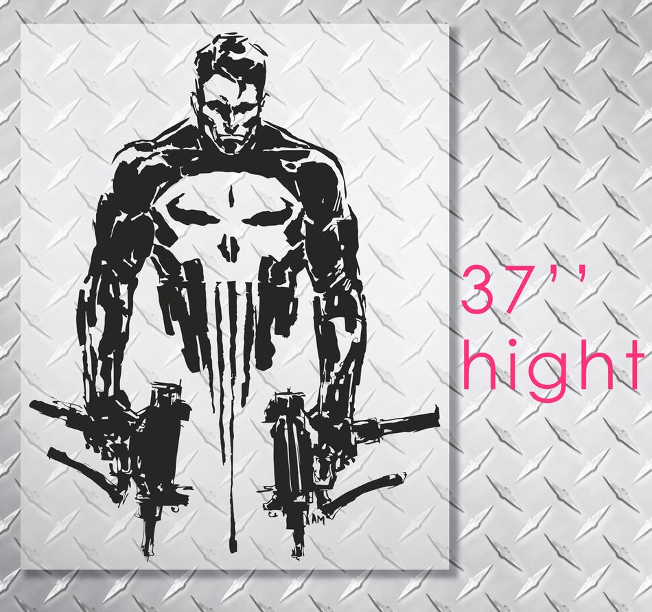 PUNISHER skull man art Distressed blood hood side vinyl decal sticker for car track suv #1