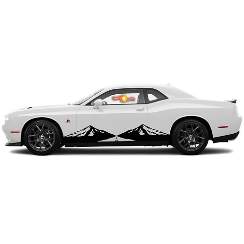 2 Side Dodge Challenger Mountain Road Side Vinyl Decals Graphics Sticker