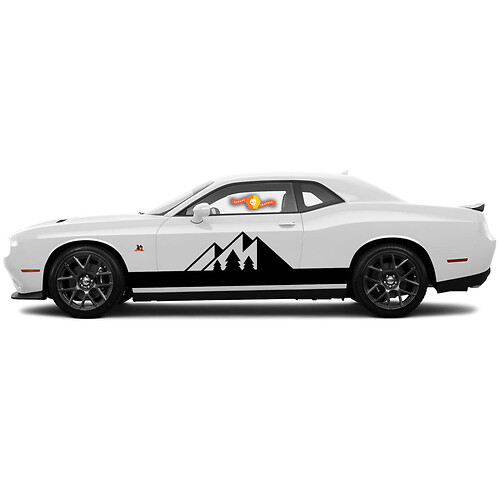 2 Side Dodge Challenger Mountain Forest Rocker Panel Side Vinyl Decals Graphics Sticker