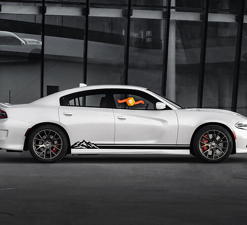 2 Side Dodge Charger Mountains Lines Rocker Panel Side Vinyl Decals Graphics Sticker