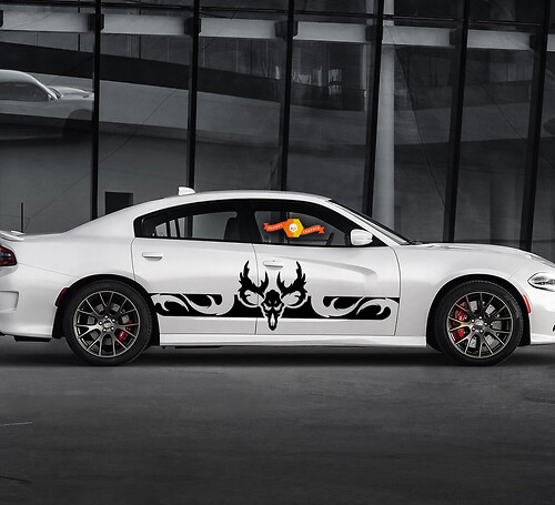 2 Side Dodge Charger Ram Skull Side Vinyl Decals Graphics Sticker