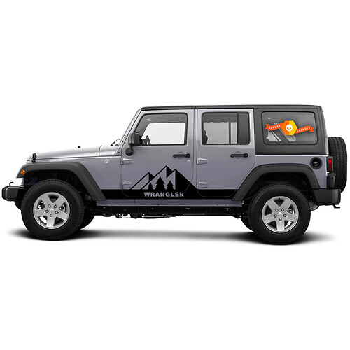 2 Side Jeep Wrangler Mountain Rocker Panel Side Vinyl Decals Graphics Sticker