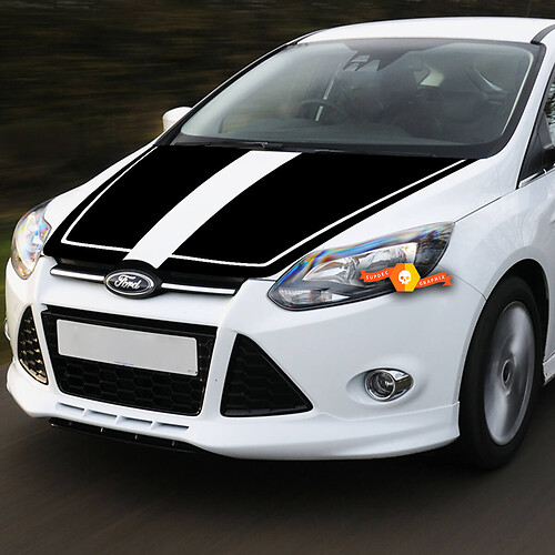2011-2014 Ford Focus Hood Blackout Accent Rally Racing Stripes 2012 2013 2014
