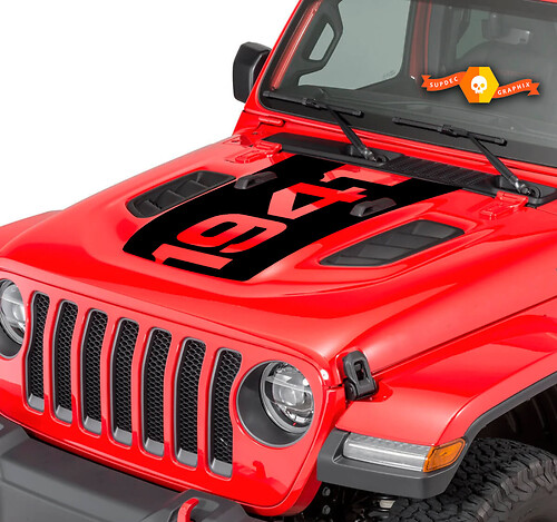 Jeep Wrangler JL JT Rubicon 1941 Blackout Hood Sticker Decal