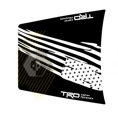 Maw TRD 4x4 Off Road Destroyed USA Flag NO SCOOP! Hood Vinyl Stickers Decal for Toyota Tacoma 2016 - 2021 models

