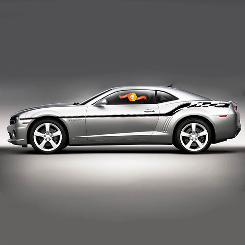 2010 2011 2012 2013 Chevrolet Camaro Checkered Flag Accent Side Bodyline Stripes Sticker Decal
