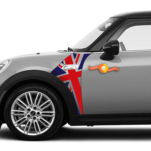 A Panel Mini Cooper S model Union Jack UK flag fender graphic decal sticker
