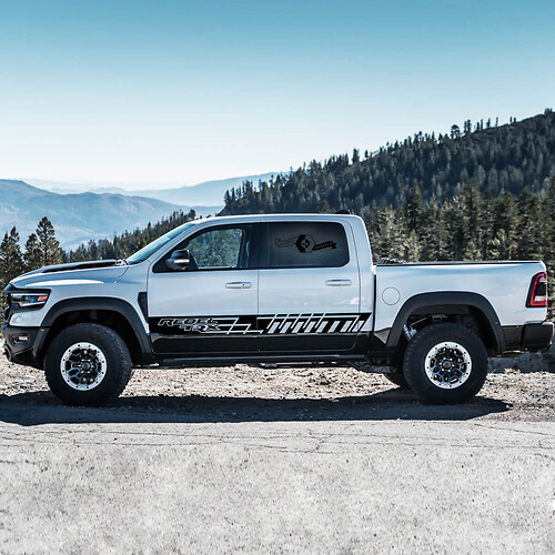 New Pair Dodge Rebel TRX 2021+Door side stripe Grunge Truck Vinyl Sticker Decal Graphic