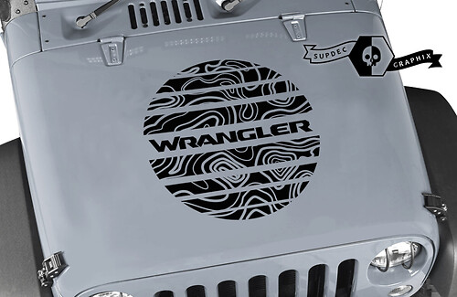 Jeep Wrangler Graphics kit Vinyl Wrap Sticker Decal Blackout Contour Map Hood Сircle Strobe style Sticker Decal