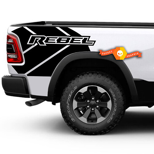 Dodge Ram Rebel Grunge Logo Truck bed  Vinyl Sticker Decal Graphic